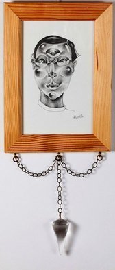 Wanda Torres; Voyant, 2009, Original Drawing Pencil, 12 x 28 cm. Artwork description: 241    Pencil on paper, object attached       ...