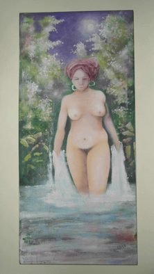 Xavier Mc Phie; Oshun, 2012, Original Painting Acrylic, 14 x 29 inches. Artwork description: 241 Oshun, the godess of maternity, fertility and beauty. Her element is the water. Filter series. Acrylics and oils on canvas.   ...