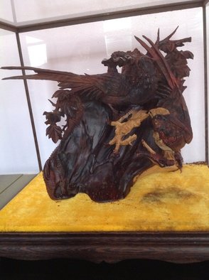 Shuili Chen; Wood Sculpture Single Birds, 2014, Original Sculpture Wood, 12 x 17.5 inches. Artwork description: 241  
