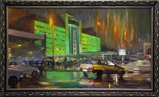Xurshid Ibragimov; Night City Grand Mir Hotel, 2010, Original Painting Oil, 140 x 80 cm. Artwork description: 241  Night city  ...