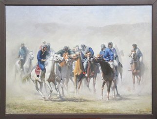 Xurshid Ibragimov; Ulak, 2014, Original Painting Oil, 100 x 76 cm. 