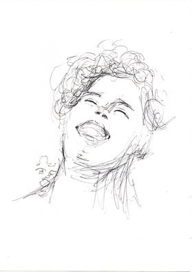 Yani Maratus Solihat; Laugh, 2018, Original Drawing Pen, 21 x 29.7 cm. Artwork description: 241 Instead of being happy when we see people closest we laugh happily....