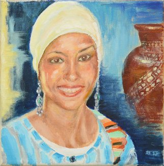Vladimir Yaskin; Girl From Tunisia, 2012, Original Painting Oil, 20 x 20 cm. Artwork description: 241    bullfinches, spring, winter, landscape, village     Girl from Tunisia portrait  ...