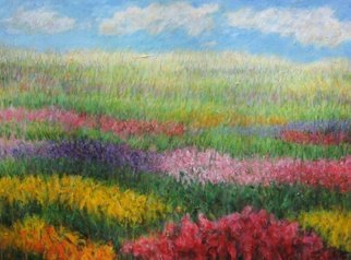 Yeoun Lee; Meadow, 2011, Original Painting Acrylic, 40 x 30 inches. Artwork description: 241  landscape, beautiful colors, sky, flowers ...