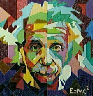 Yosef Reznikov, 'Albert Einstein', 2019, original Mixed Media, 96 x 98  x 3 cm. Artwork description: 2448 Style pop art.Pop art has replaced the serious abstraction of the twentieth century.  This style is mostly based on mass culture, so it has become a kind of entertainment.  The direction developed through advertising, trends, and fashion.  No philosophy, no spirituality.  Pop artportraitsis one of the ...