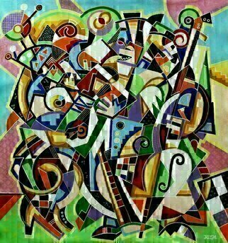 Yosef Reznikov, 'Composition Musicians', 2019, original Mixed Media, 112 x 95  x 4 cm. Artwork description: 1758 Abstraction - Abstractions are different. To talk about a picture, we must first decide what we see on it. And here for the critic and for any person considering abstract painting, the first difficulty arises: we cannot say what is depicted in the picture, everything is too abstract. ...