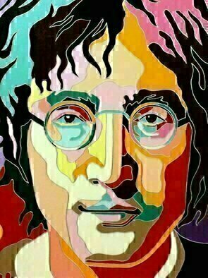 Yosef Reznikov, 'Portrait Of John Lennon', 2019, original Mixed Media, 40 x 48  x 1 cm. Artwork description: 1758 mixed technics on  canvas   ...