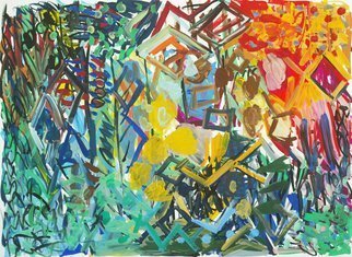 Yuriy Samsonov; Ringing Cicadas, 2021, Original Mixed Media, 40.9 x 29.9 inches. Artwork description: 241 Over the fields, midday heat, grapes, apples, apricots . .The work is executed in the style of Abstract Expressionism, in mixed media on paper, acrylic, tempera, gouache....