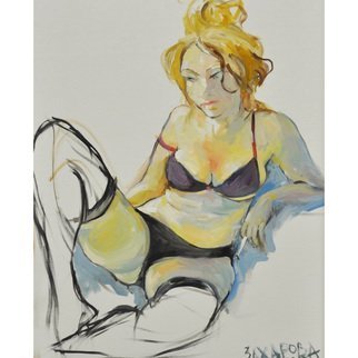 Anastasia Zakharova; Lady With A Cigarette, 2010, Original Painting Oil, 60 x 80 cm. Artwork description: 241  nude, nature, girl, cigarette, a vice ...