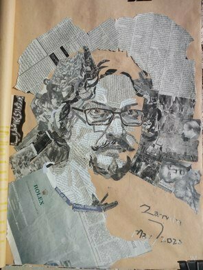 Zamin Sangtarash; Self Portrait, 2020, Original Collage, 18 x 24 inches. Artwork description: 241 It s all about the news. Newspaper in collage is not just a medium. It is prepared content which you handle and manipulate. Maybe it manipulates you. ...