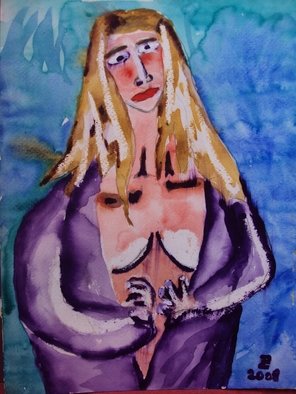 Costanza Zappa; Cicciolina, 2009, Original Painting Other, 20 x 30 cm. Artwork description: 241  singulare shame about her nude ...