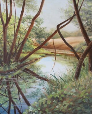 Marsha Bowers; River Trail, 2022, Original Painting Oil, 24 x 30 inches. Artwork description: 241 Original Oil painting on canvas. This painting is of a river trail in California...