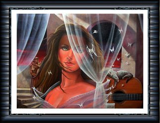 Marco Antonio Zeledon Truque; THE LAST DREAM, 2012, Original Painting Oil, 102 x 76 cm. Artwork description: 241  DREAM WOMAN WITH THE BEST CHOICE OF LOVE FOREVERThis framework is ONLY for illustrative       ...