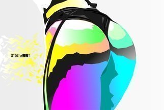 Zelko Bfvrp; Backside, 2018, Original Digital Art, 60 x 40 inches. Artwork description: 241 Computer graphic- art- print image file of girl in swimsuit in colorful- pop art style. ...