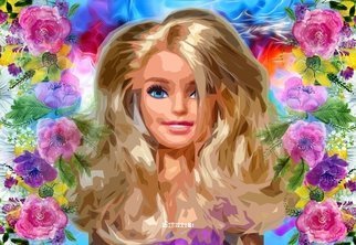 Zelko Bfvrp; Barbie Girl Portrait, 2019, Original Digital Art, 45 x 30 inches. Artwork description: 241 Computer graphic art print image file of barbie doll in floral colorful pop art style. ...