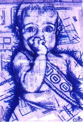 Carlos Culbertson; New Year 2000, 2003, Original Drawing Other, 16 x 20 inches. Artwork description: 241 In the New Year baby' s eyes you can see the fear of the unknown. This was a universal theme for the expected disaster that would be the year 2000. ...