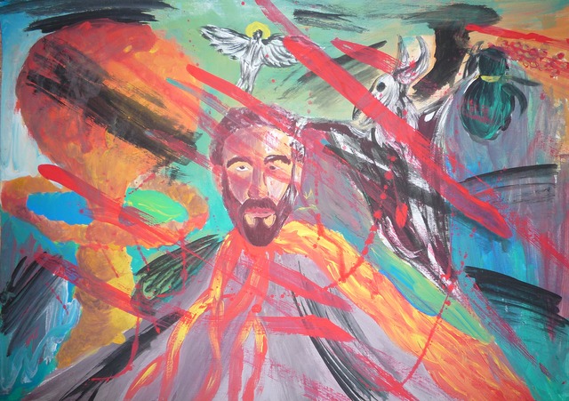 Alexander Hinovsi  'The End', created in 2019, Original Painting Tempera.