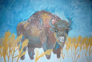 Alexander Hinovsi: 'bison', 2019 Acrylic Painting, Animals.  Artwork is draw with acrylic paint.  In Symbolic and Post- Impressionistic stile. ...