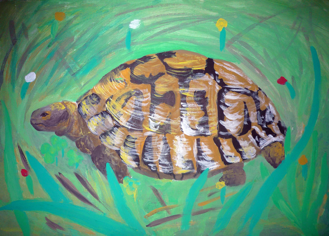 Artist Alexander Hinovsi. 'Turtle' Artwork Image, Created in 2019, Original Painting Tempera. #art #artist