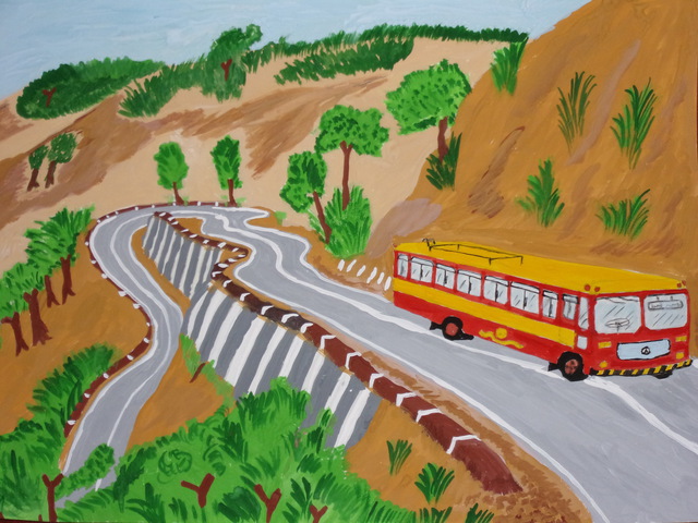 Abhijit Sawant  'Mumbai To Goa', created in 2014, Original Watercolor.
