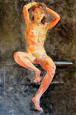 Lawrence Buttigieg: 'Nude with books', 2008 Oil Painting, Representational. 