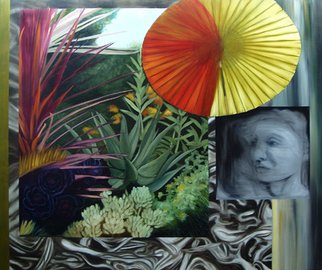 Anne Bradford: 'Garden and Umbrella', 2009 Oil Painting, Undecided. 