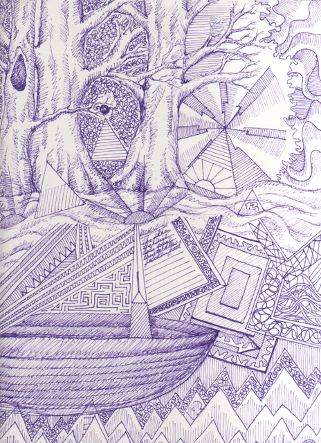 Jared Sosby  'Purple Treez', created in 2014, Original Drawing Pen.