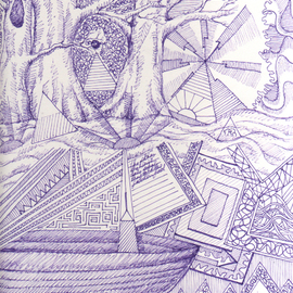 Jared Sosby Artwork purple treez, 2014 Pen Drawing, Trees