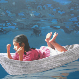 Nabendu Roy: 'imagination of little girl 5', 2020 Acrylic Painting, Conceptual. Artist Description:  Inspiration aEUR