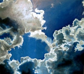 Artie Abello: 'Skylight', 2005 Oil Painting, Clouds.  This piece currently hangs from my living room ceiling by chains.  The image wraps around the edges and creates a very interesting complement to a room yearning for a skylight.  I plan to pursue this idea further. ...