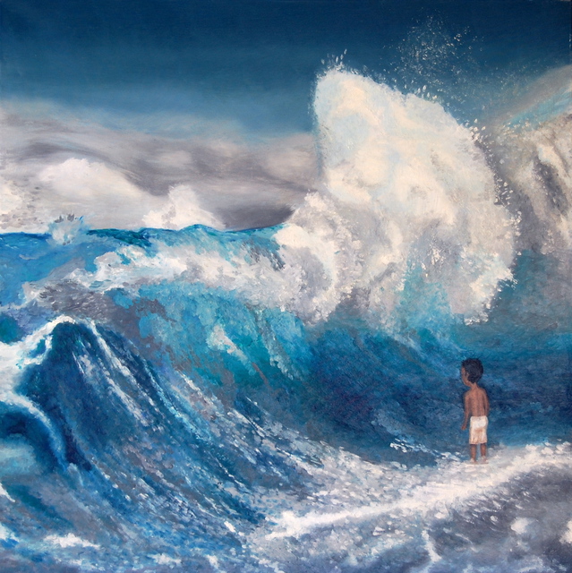 Artist Artie Abello. 'Tsunami' Artwork Image, Created in 2004, Original Drawing Charcoal. #art #artist