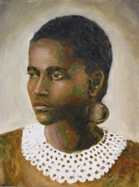 Angel Cruz  'Young Zulu Woman', created in 2010, Original Painting Oil.