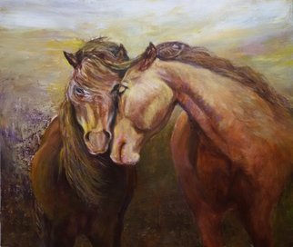 Sylva Zalmanson: 'Affection', 2015 Acrylic Painting, Horses.  Two horses ...