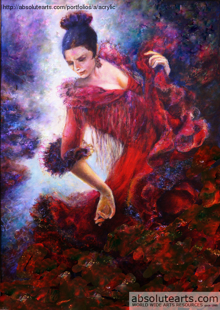 Artist Sylva Zalmanson. 'Flamenco Dancer 7 ' Artwork Image, Created in 2012, Original Mixed Media. #art #artist