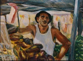 Sylva Zalmanson: 'Greengrocer', 2009 Acrylic Painting, People.  Greengrocer, man, people, figurative ...