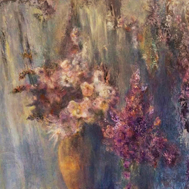 Sylva Zalmanson: 'Window flowers', 2015 Acrylic Painting, Floral. Artist Description:     still life with flowers in a yellow vase vase      ...