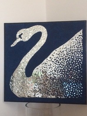 Admir Azizi: 'swan', 2020 Mosaic, Other. Swan art make with Mirror and sand. ...