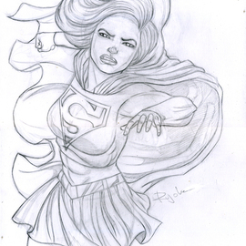 Addi Rujoh: 'supergirl punch ready', 2023 Pencil Drawing, Comics. Artist Description: Supergirl is about to throw a punch.This was created from a sketch I was working on, which came out quite well. Drawn on Bristol Board with a pencil....