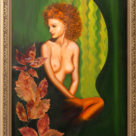 Nadezhda Wenzel: 'Her Name was Autumn', 2010 Oil Painting, nudes. Artist Description:     girl, autumn, nude  ...