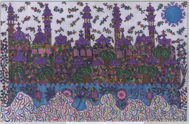 Adib Fattal  'A City Over Clouds', created in 2008, Original Drawing Pencil.