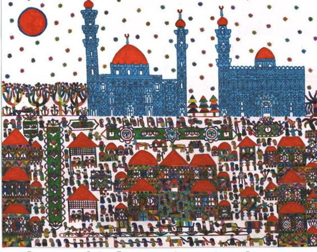 Adib Fattal  'The Sultan Hasan Mosque In Egypt', created in 2007, Original Drawing Pencil.