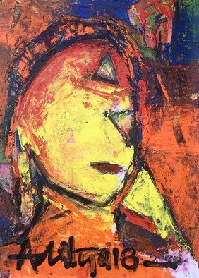 Aditya Dev: 'contiguous woman', 2018 Acrylic Painting, Abstract. LADY, EMOTION, COLORS, STROKES, SPONTANEITY, EXPRESSION, ACRYLIC, PAPER...