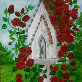 bird house with climbing roses By Althea E Jenkins
