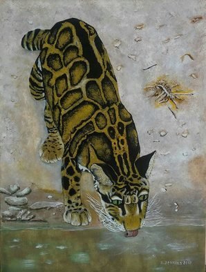 Althea E Jenkins: 'clouded leopard', 2017 Acrylic Painting, Animals. leopard...