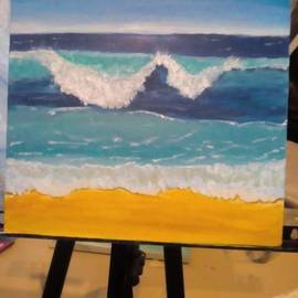 Afifa Rida: 'waves', 2018 Acrylic Painting, Beach. 
