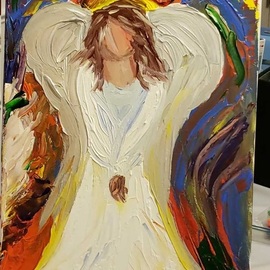 Faye Newsome: 'angel thoughts', 2019 Acrylic Painting, Religious. Artist Description: Angel Thoughts is about how everyday we should all try to think like our angels and be grateful for all that we have. ...