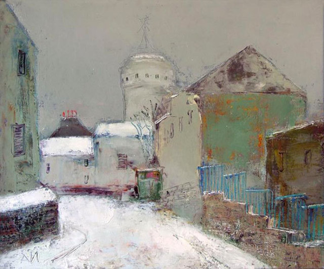 Igor Agava  'Snow On Montmartre ', created in 2008, Original Painting Acrylic.