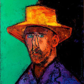 Igor Agava: 'Van Gogh in a hat', 2008 Acrylic Painting, Portrait. 