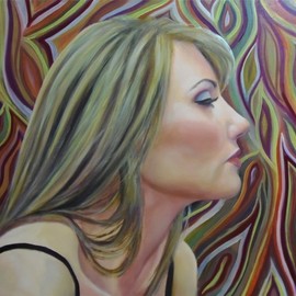 Ageliki Alexandridou: 'oblivion by ageliki', 2018 Oil Painting, Psychedelic. Artist Description: The artist often declares her devotion to Platonic philosophy.  As a manifestation of this orientation, she loves to give entity to concepts, capturing instantaneous expressions of people.  This particular work of art depicts Oblivion.  Her model, Zoe, is depicted surrendered in a state without emotions, while the background ...