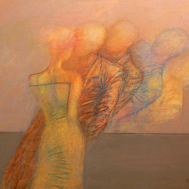 Karen Aghamyan: 'Approaching', 2005 Oil Painting, Figurative. Artist Description:  Its a nature of human being always to look and choose in all speres of life, even in relations with other people.In another case when one chooses somebody to be beside him its very difficult to find the right way to do it, it becomes even more ...